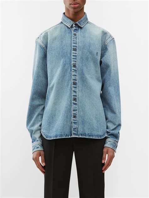 ysl embroidered shirt|YSL denim shirt.